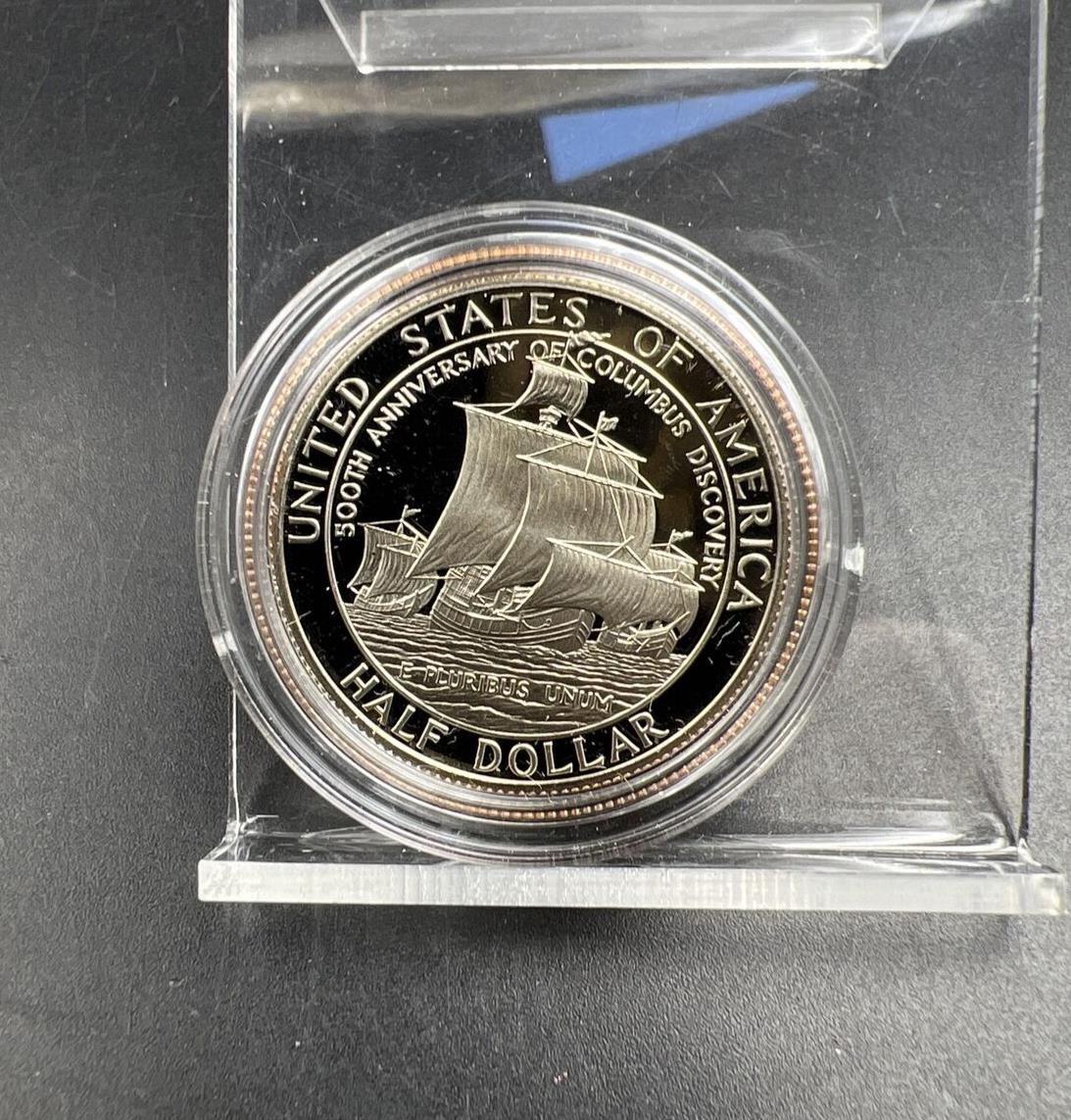1992 S 50c Columbus Commemorative Half Dollar in Capsule Clad Coin Proof #C