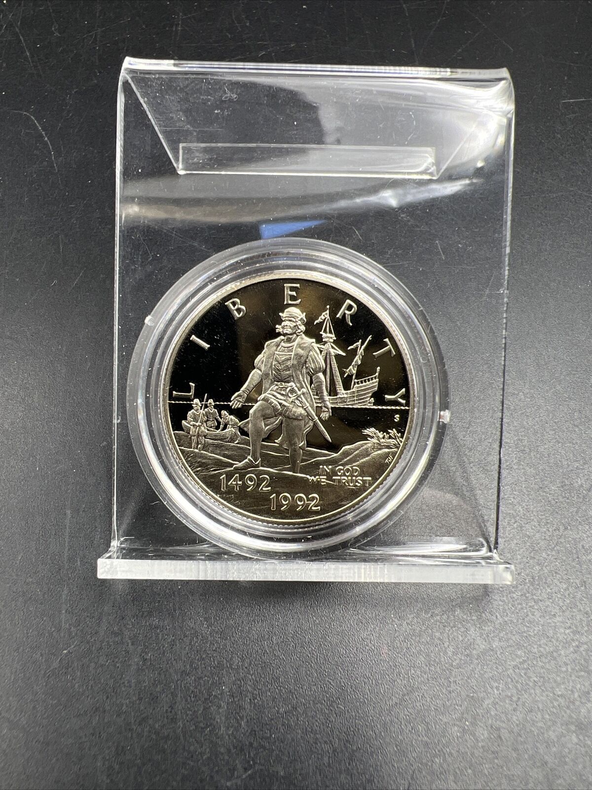 1992 S 50c Columbus Commemorative Half Dollar in Capsule Clad Coin Proof #C