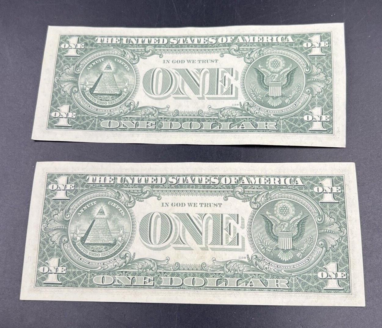 Lot of 2 1963 B $1 Barr Series Federal Reserve Note Bills Green Seal CH XF / AU