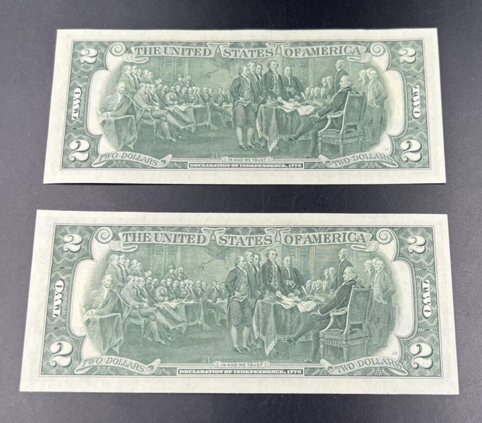 2 Consecutive 1976 Two Dollar FRN Note Postal Bicentennial Bill CH UNC Dalton GA