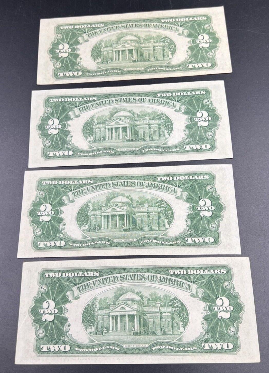Lot of 4 1953 $2 Two Dollar Red Seal Legal Tender Banknotes XF EF ++ Circ #476