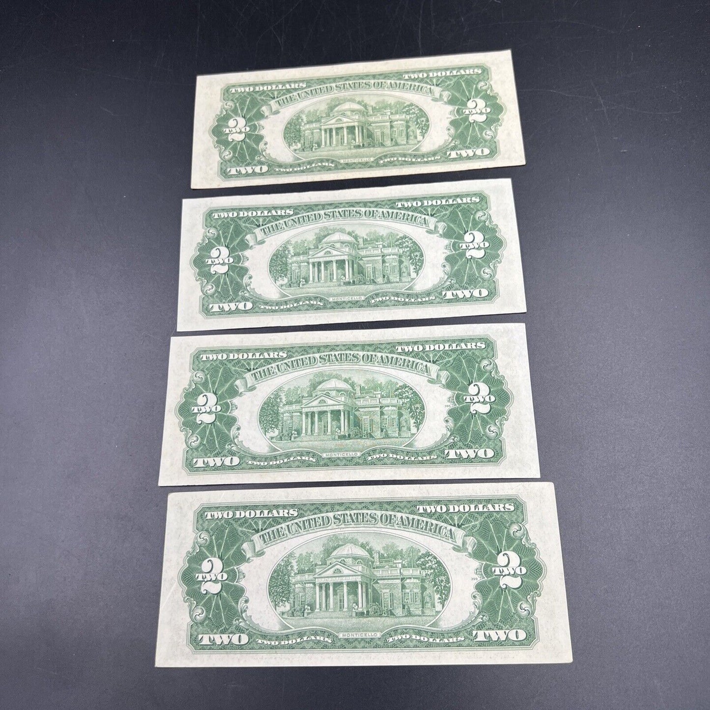 Lot of 4 1953 $2 Two Dollar Red Seal Legal Tender Banknotes XF EF ++ Circ #476