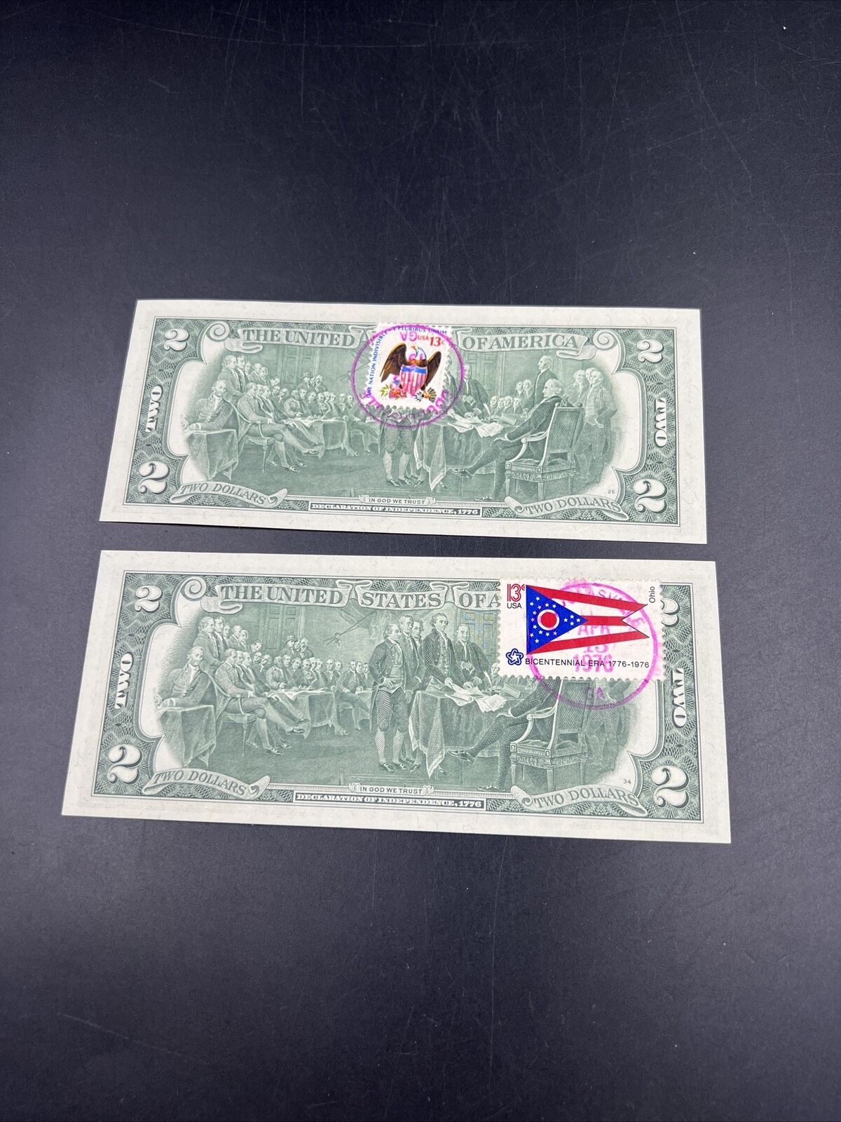 2 Consecutive 1976 $2 FRN Two Dollar Postal Note Douglasville UNC Bicentennial