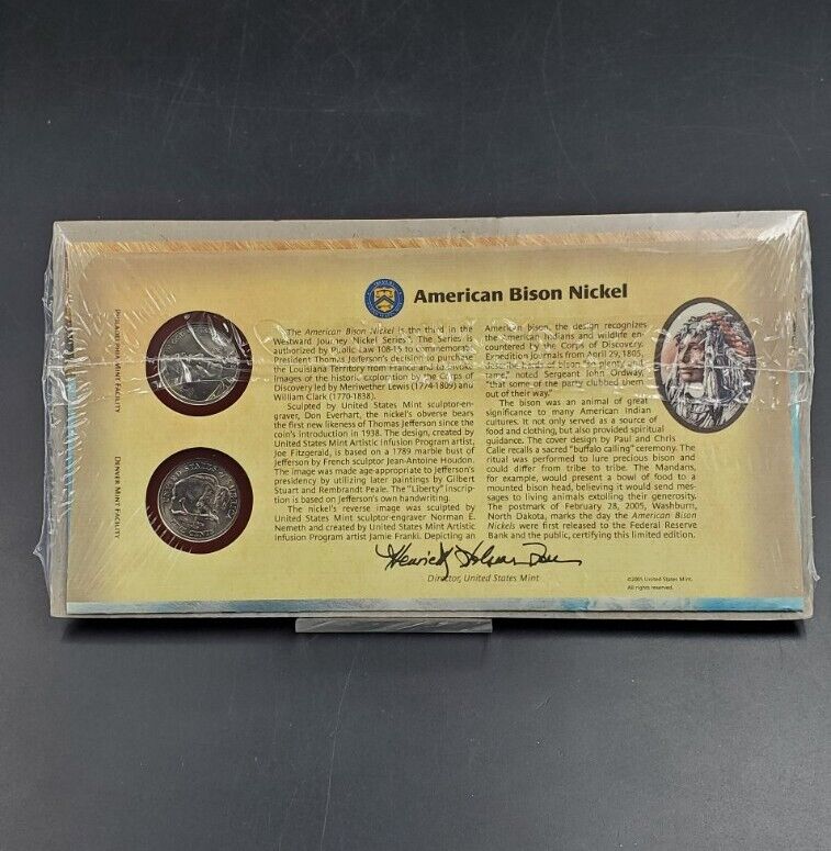 2005 P & D American Bison Nickel Set US Mint Sealed In Plastic