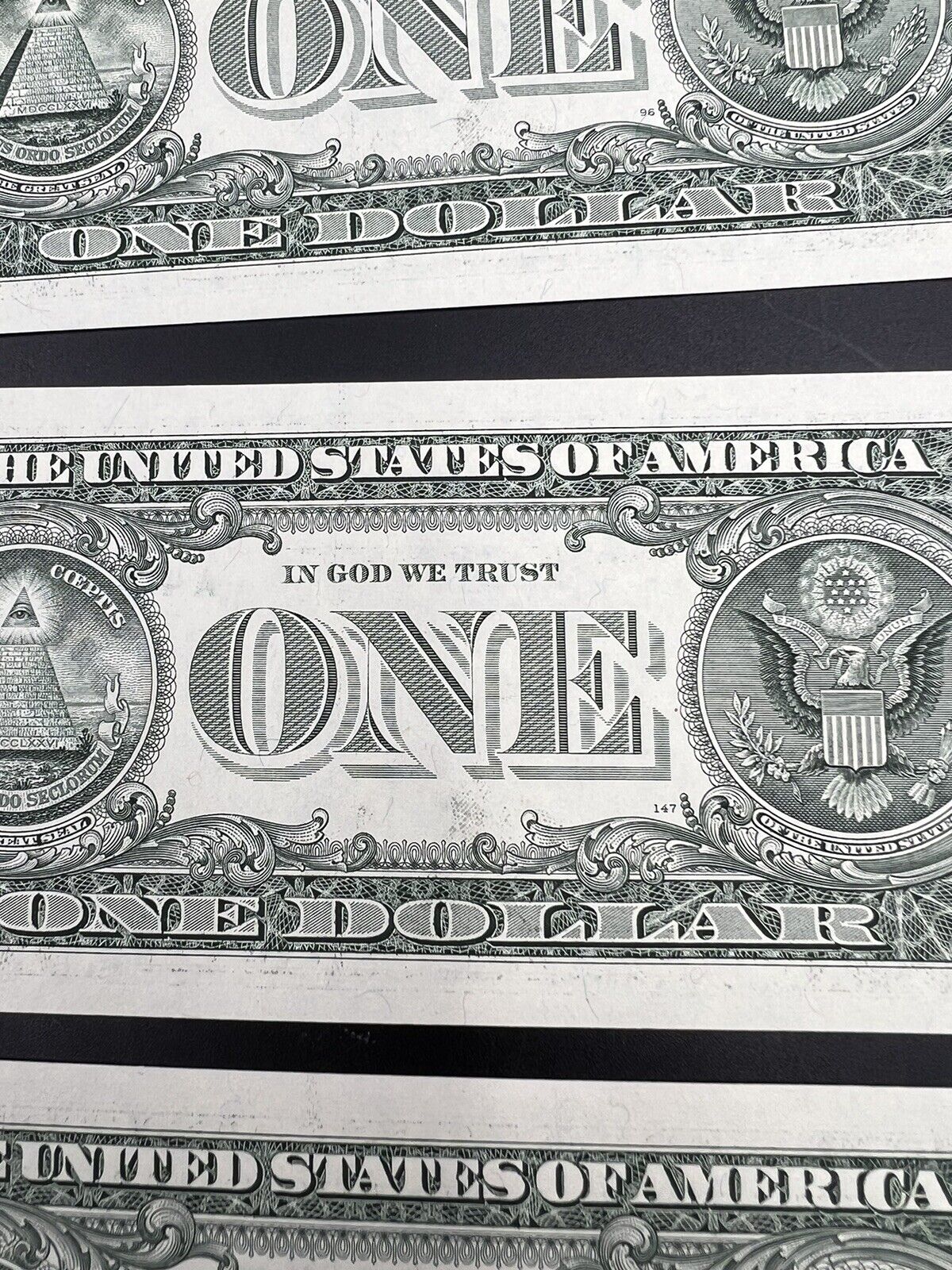 3 Consecutive 2006 $1 FRN SIXTUPLE REPEATER Serial Numbers 44444401-3 CH UNC