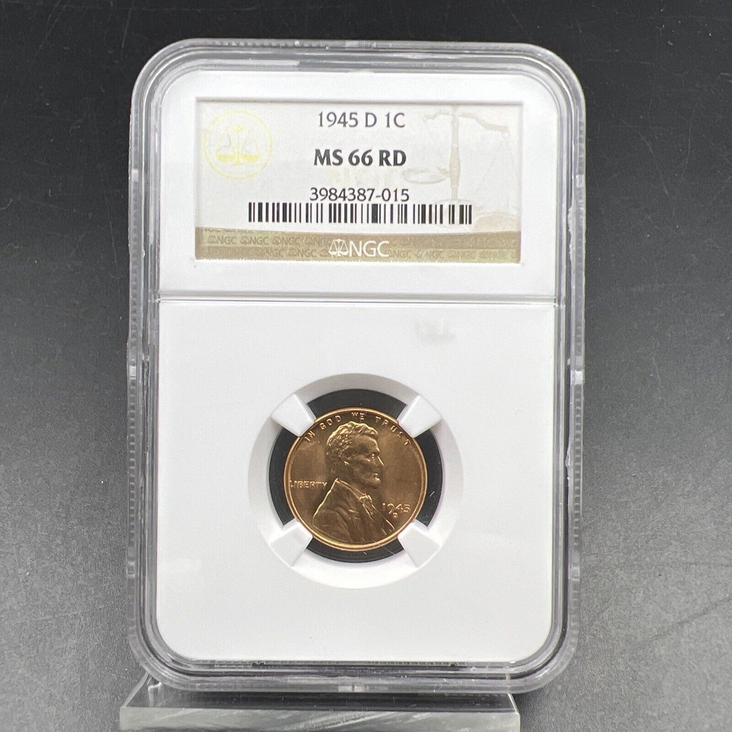 1945 D 1c Lincoln Wheat Cent Penny Coin MS66 RD NGC Gem BU