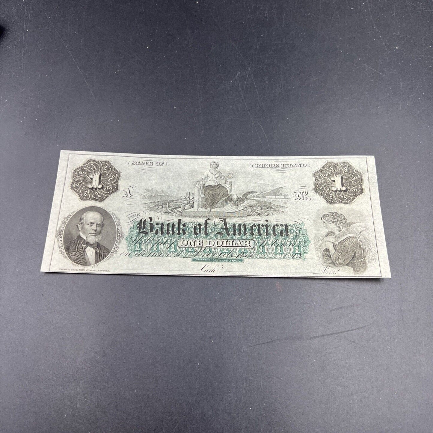 1860 $1 THE BANK OF AMERICA Providence RI OBSOLETE One Dollar Bill CH UNC EPPQ