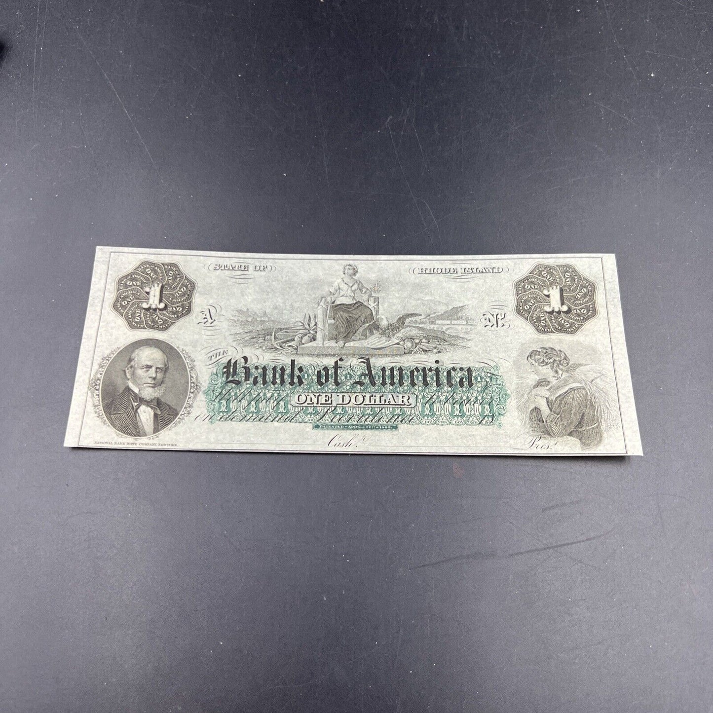 1860 $1 THE BANK OF AMERICA Providence RI OBSOLETE One Dollar Bill CH UNC EPPQ