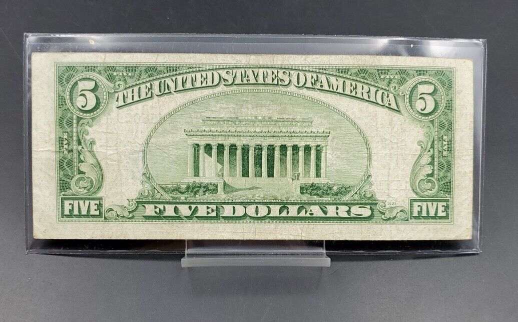 1953 $5 Silver Certificate Blue Seal US Currency Bill Circ Fine #059