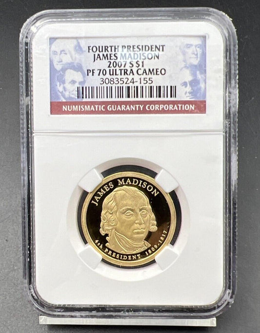 2007 S $1 One Dollar Proof Presidential Dollar James Madison NGC PF70 UCAM #55