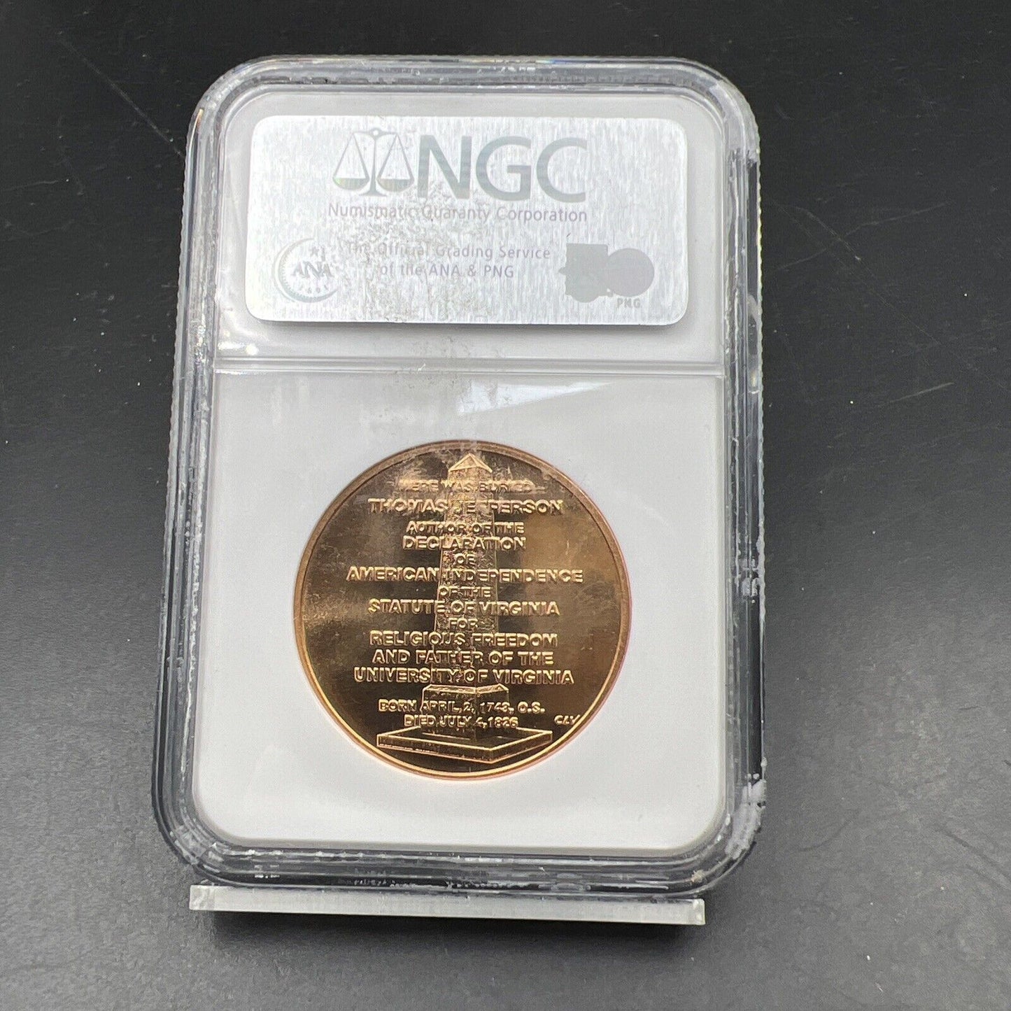 2007 NGC BU certified Bronze Medal First Spouse Series Jefferson's Liberty