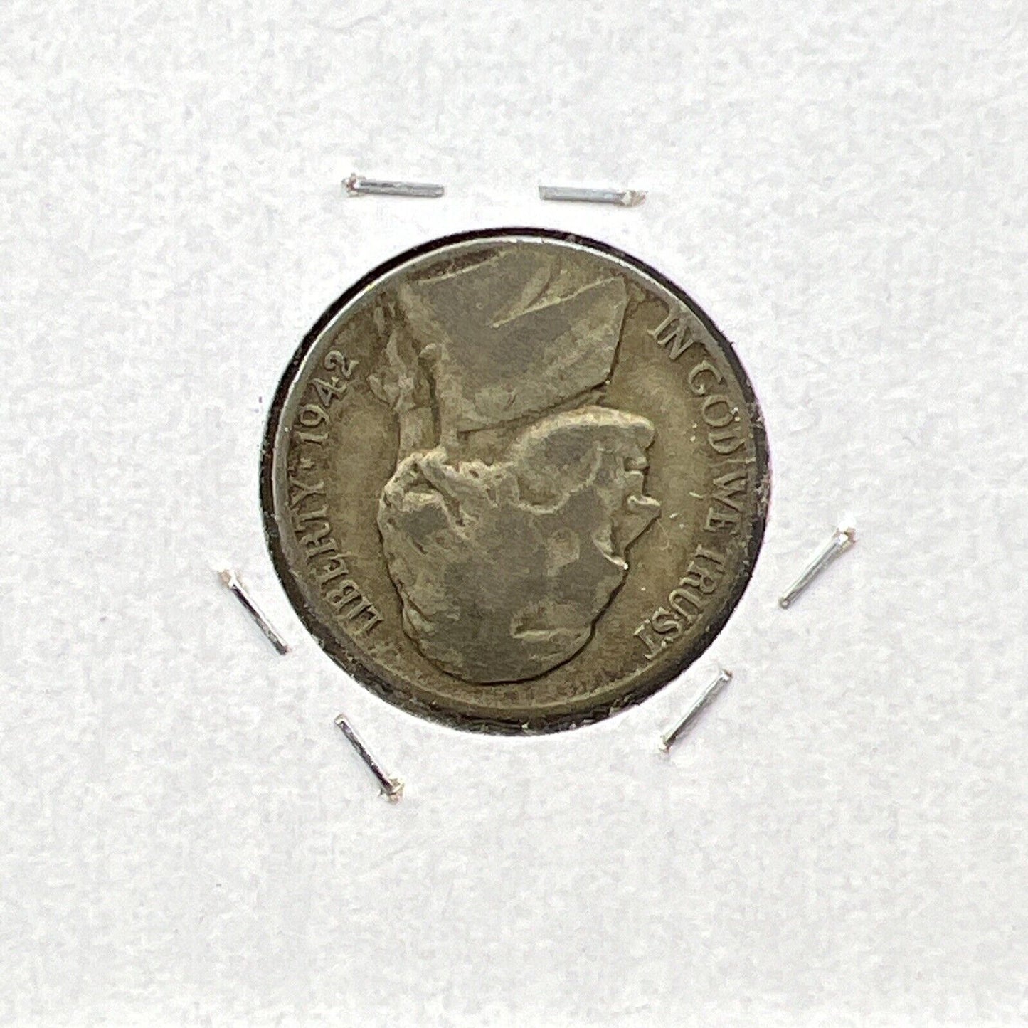 1942 P 5c Jefferson Silver WW2 Type 2 Silver War Nickel Coin P/P RPM Variety