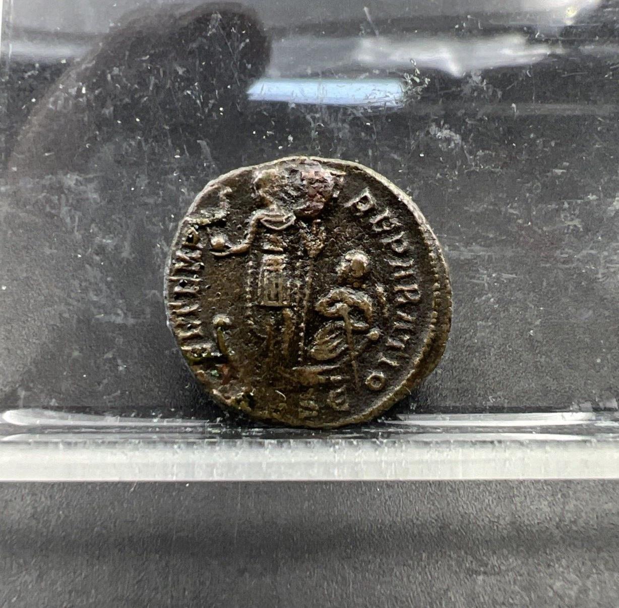 Emperor on Galley Constans AE 3 Nummus 348 350 AD Ancient Bronze Coin SKU32124c