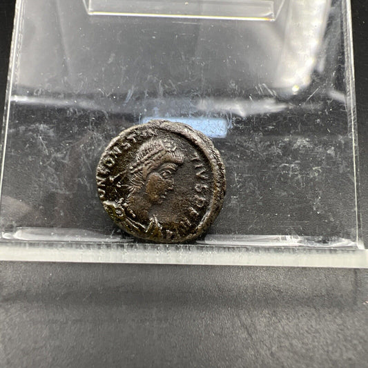 AE 4 DN Constan Ancient Roman Fallen Soldier Roman Bronze Coin VF SKU42124K