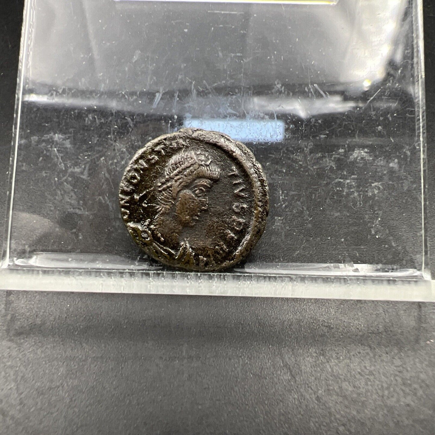 AE 4 DN Constan Ancient Roman Fallen Soldier Roman Bronze Coin VF SKU42124K