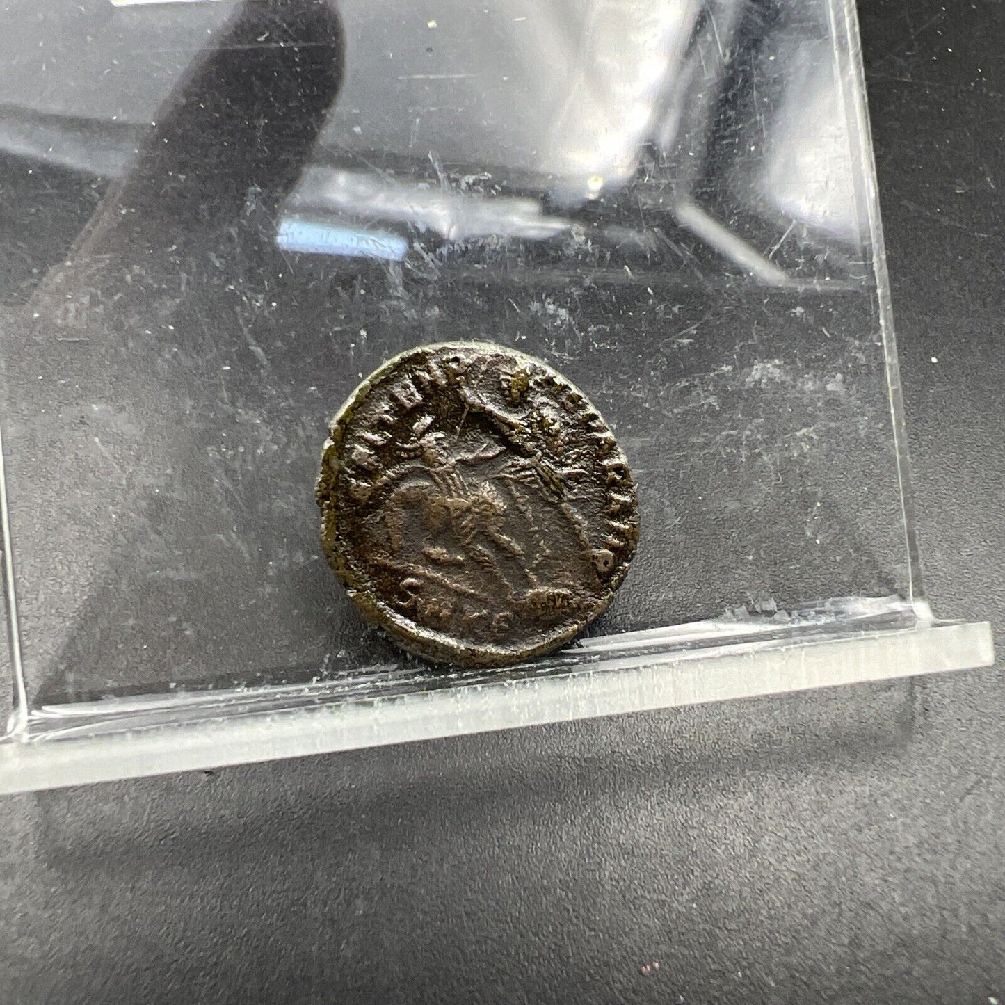 AE 4 DN Constan Ancient Roman Fallen Soldier Roman Bronze Coin VF SKU42124K