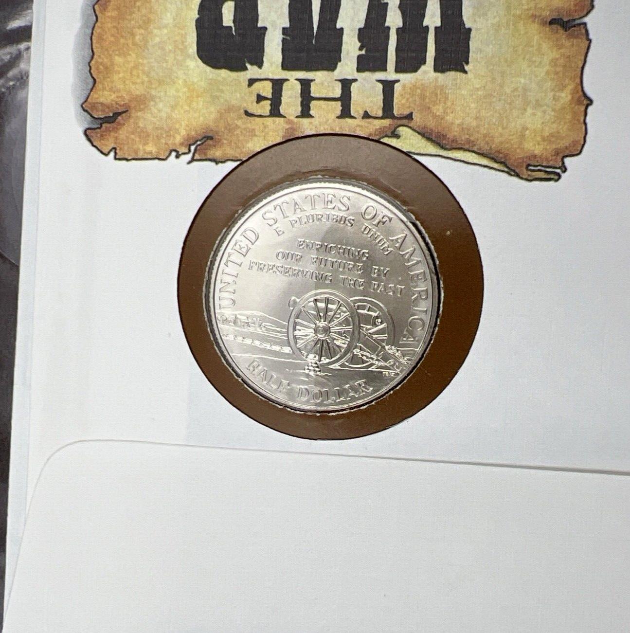 1995 Civil War Commemorative Half Dollar Coin with Stamps in Leather Display