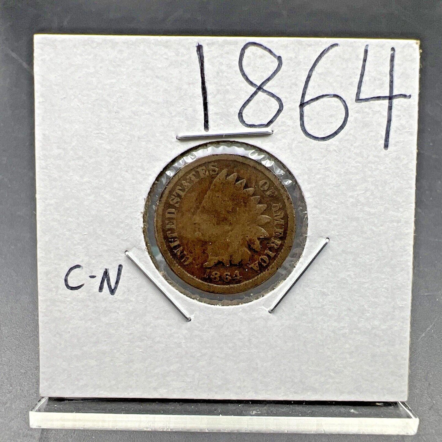 1864 1c Indian Cent Penny Coin Copper Nickel Alloy G / VG Details