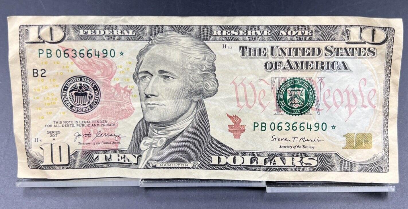 2017 A $10 Star * FRN Federal Reserve Replacement Note Fine Circ Fancy Serial #