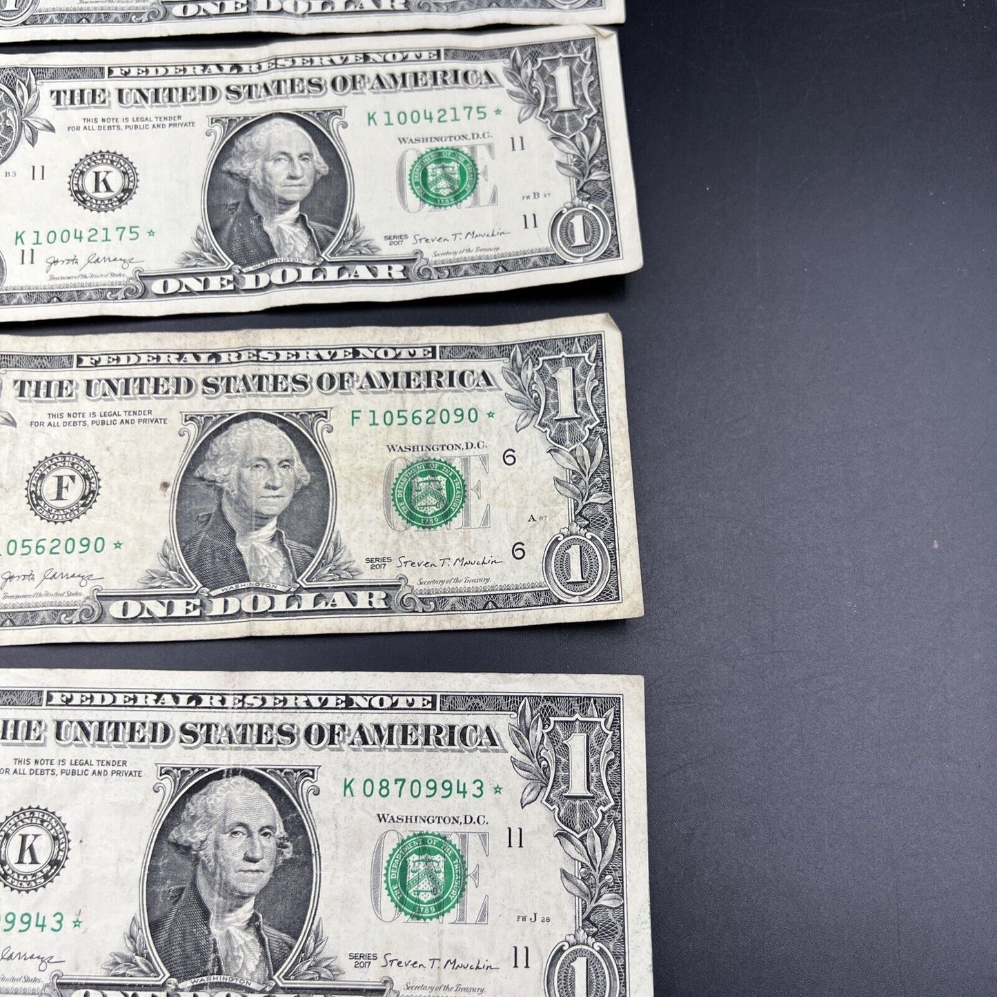Lot of 5 Modern Date FRN Federal Reserve Star * $1 One Dollar Notes Circ