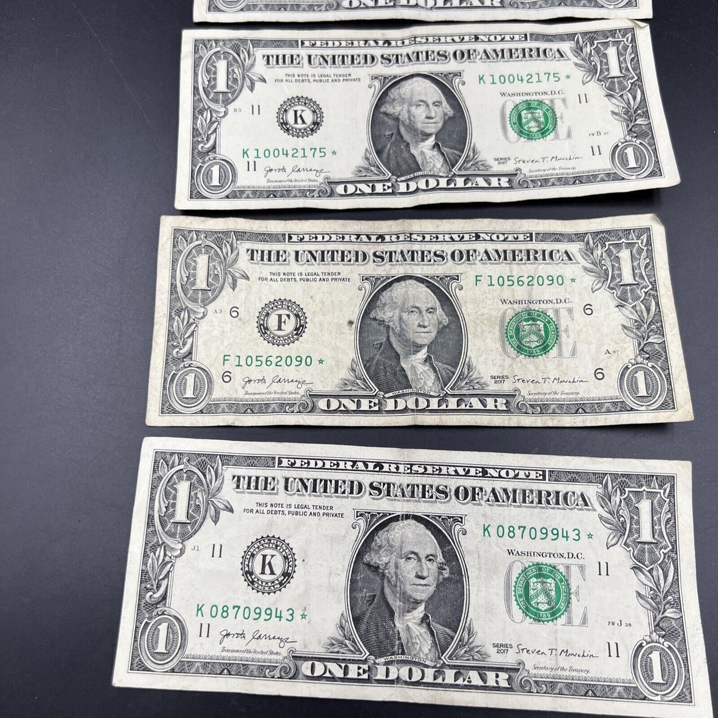 Lot of 5 Modern Date FRN Federal Reserve Star * $1 One Dollar Notes Circ