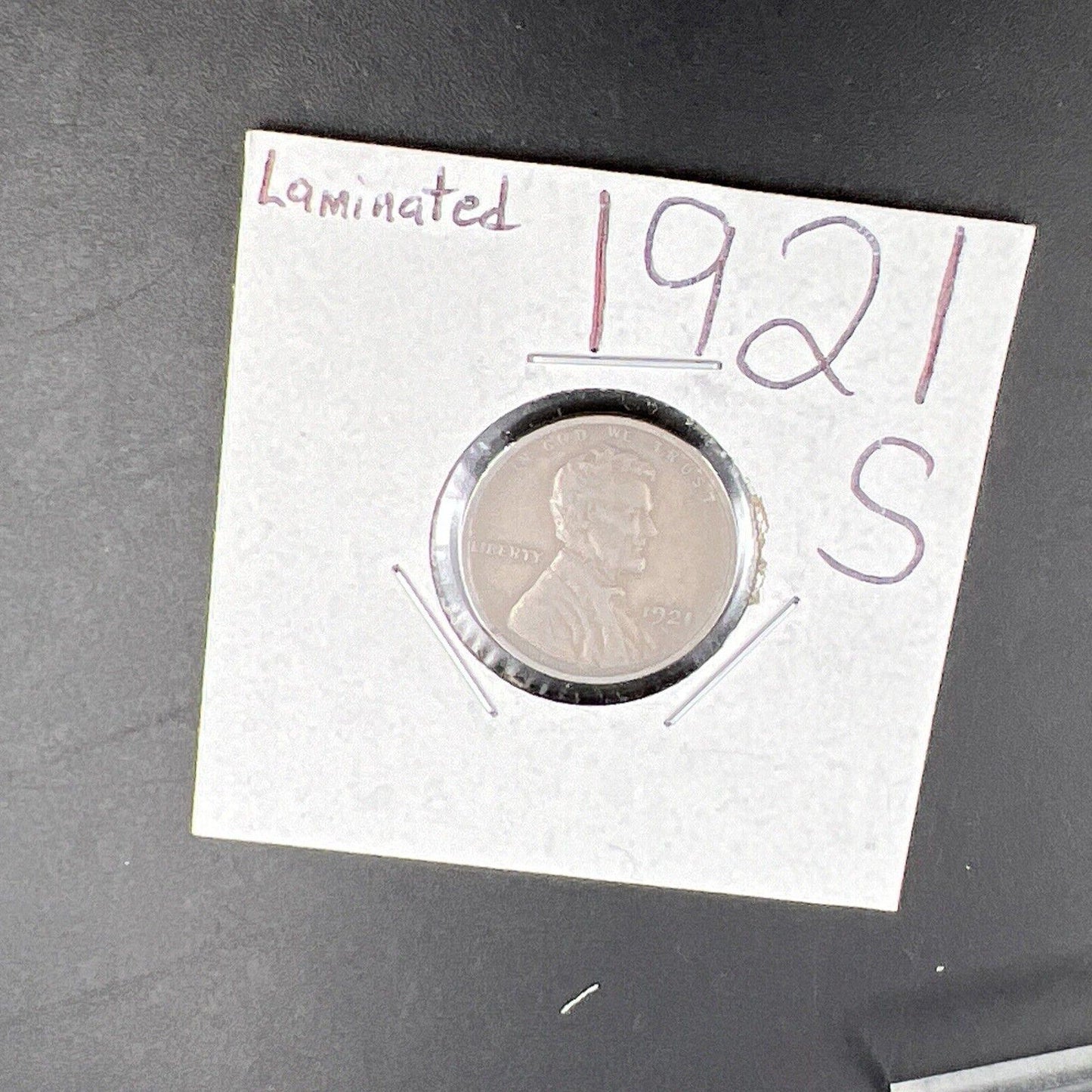 1921 S Lincoln Wheat Cent Penny Choice Fine Circ Laminated Planchet Error REV
