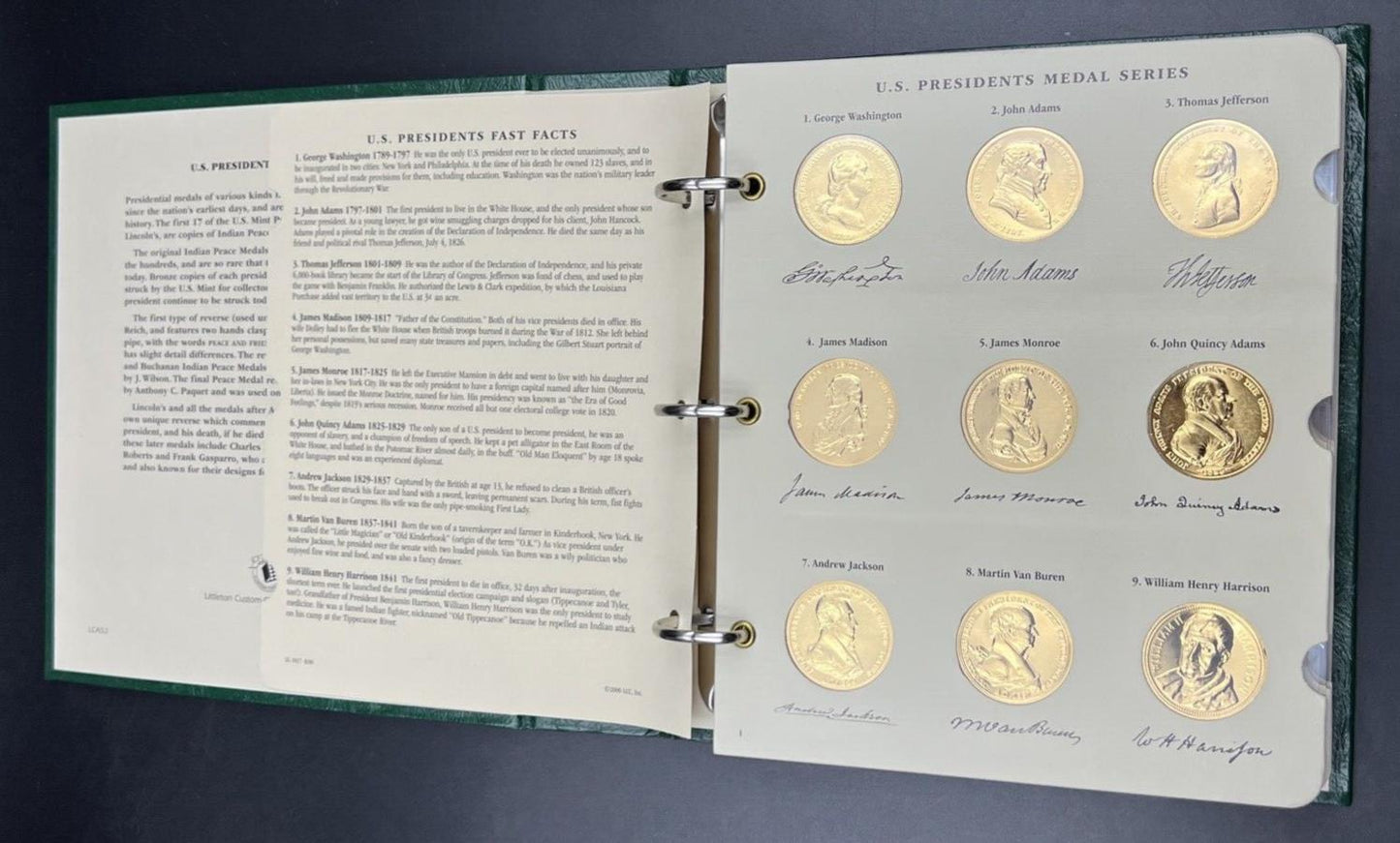 42 Gold Plated US Presidential UNC Medal Set in Littleton Album