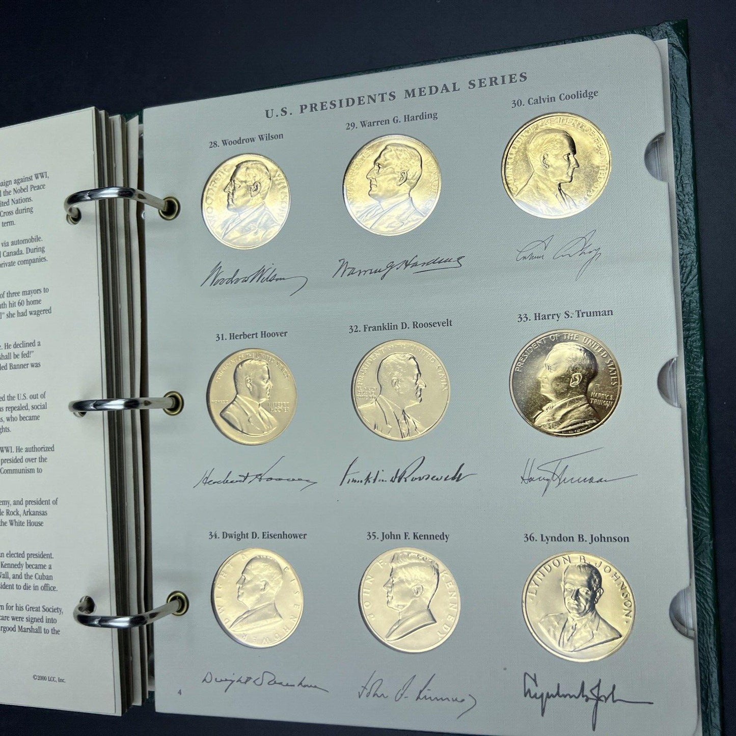 42 Gold Plated US Presidential UNC Medal Set in Littleton Album