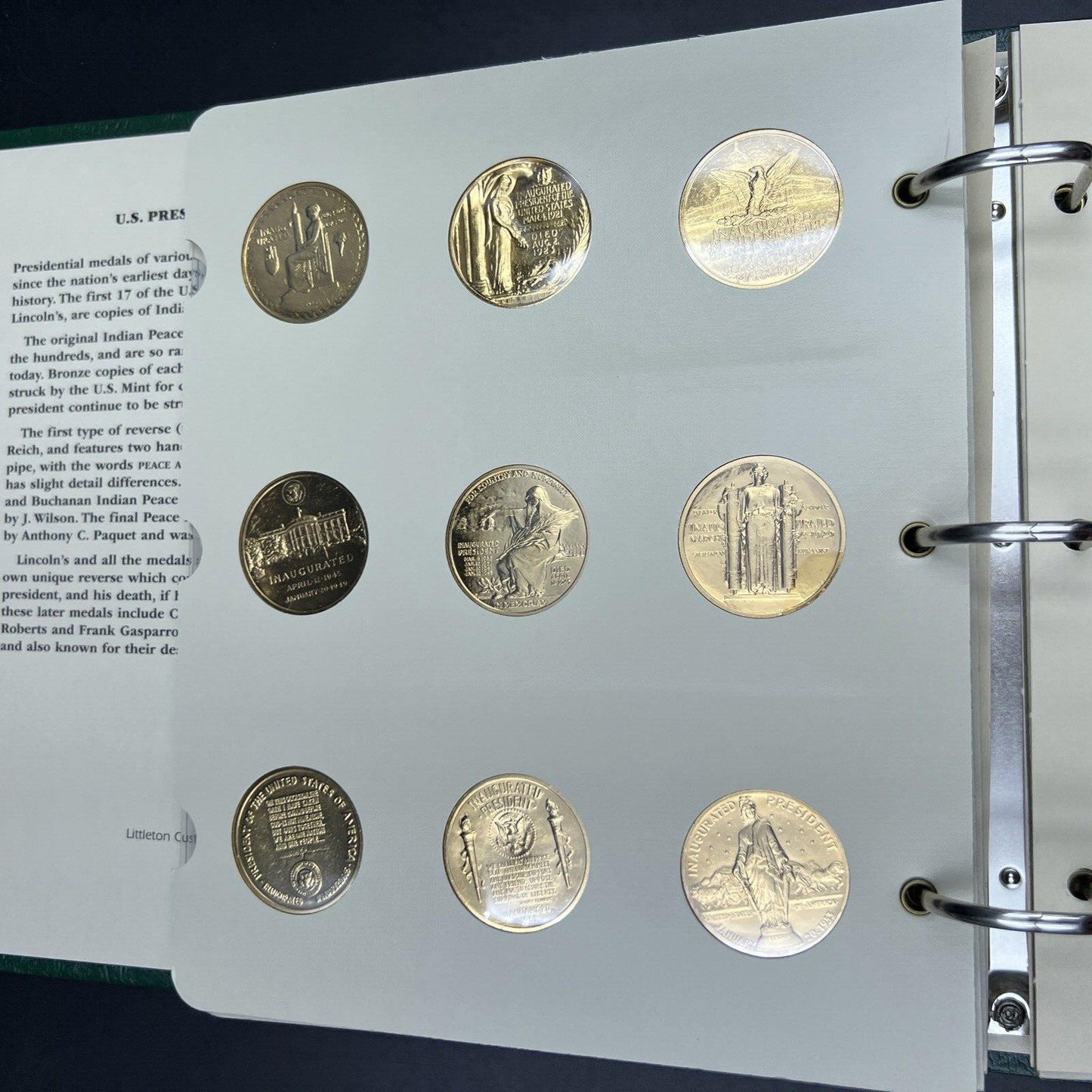 42 Gold Plated US Presidential UNC Medal Set in Littleton Album