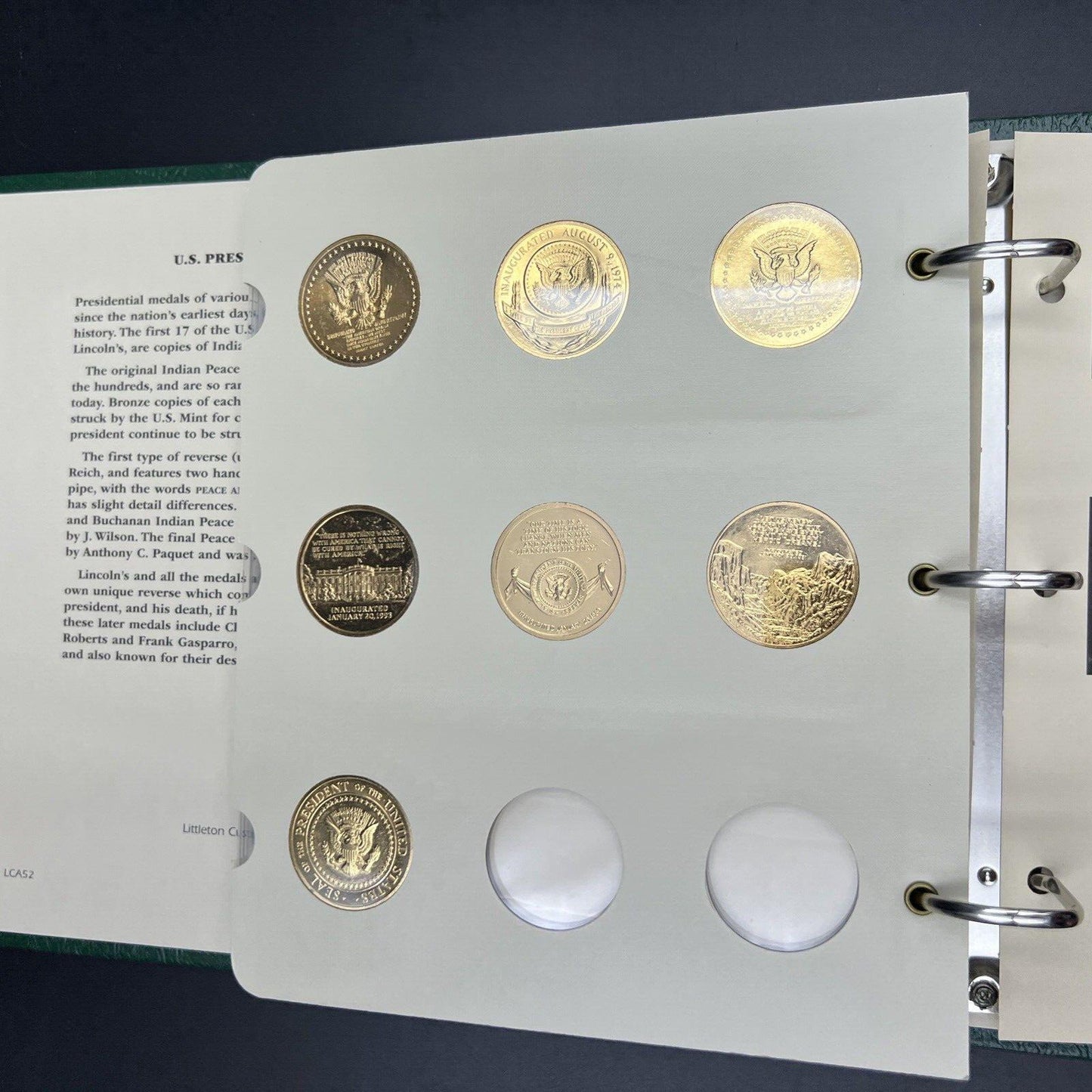 42 Gold Plated US Presidential UNC Medal Set in Littleton Album