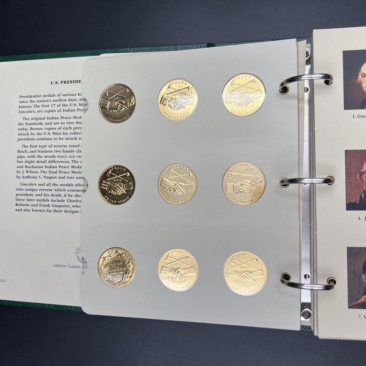42 Gold Plated US Presidential UNC Medal Set in Littleton Album