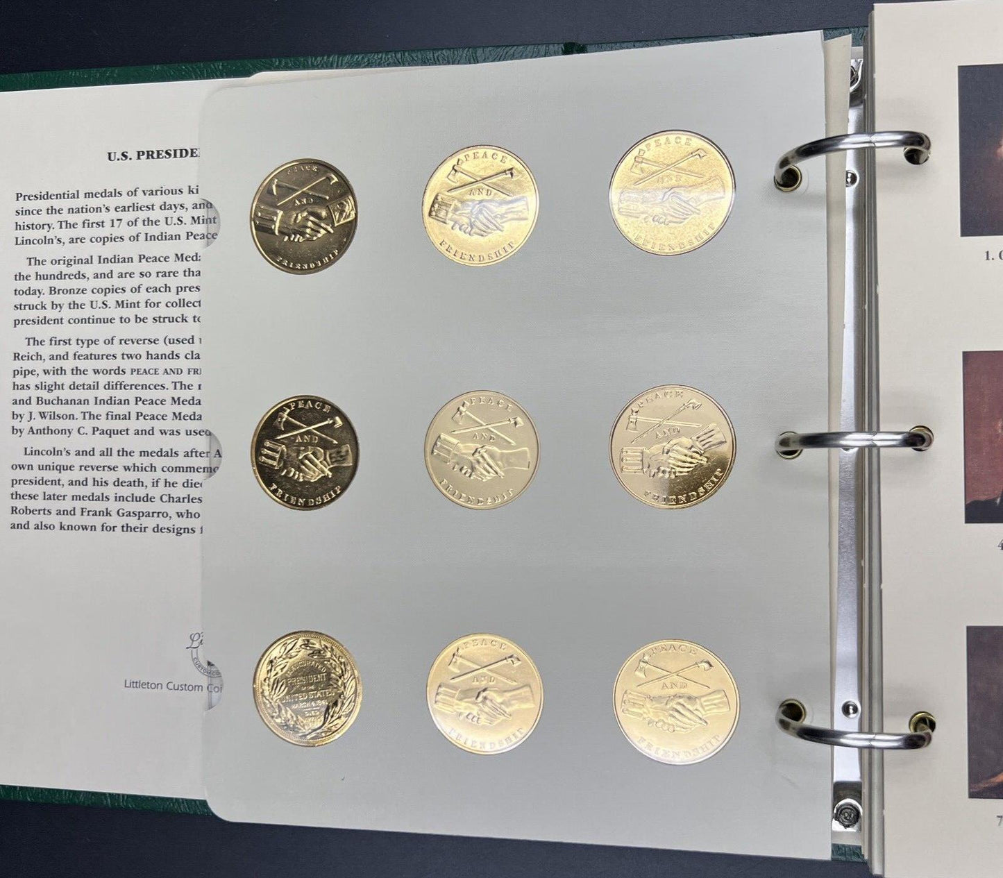 42 Gold Plated US Presidential UNC Medal Set in Littleton Album