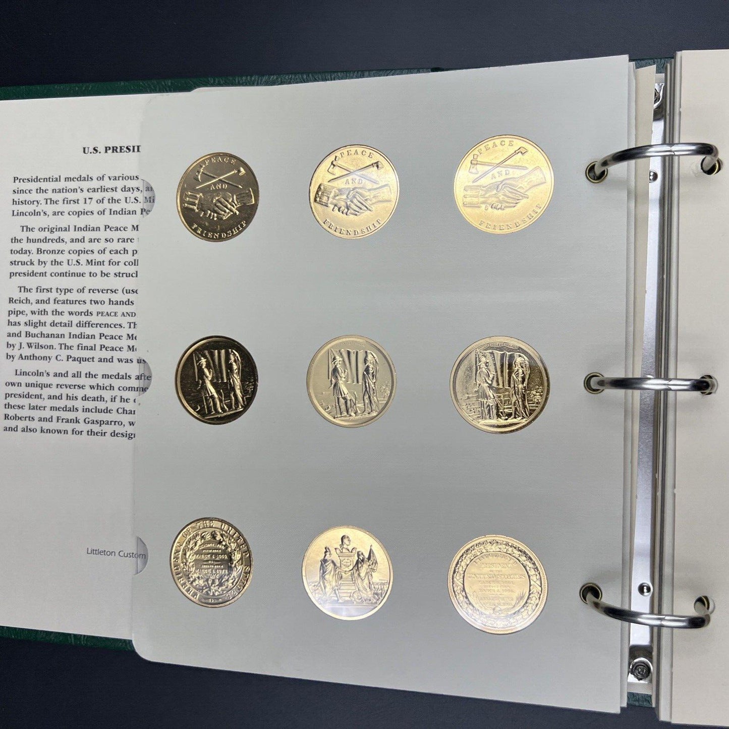 42 Gold Plated US Presidential UNC Medal Set in Littleton Album