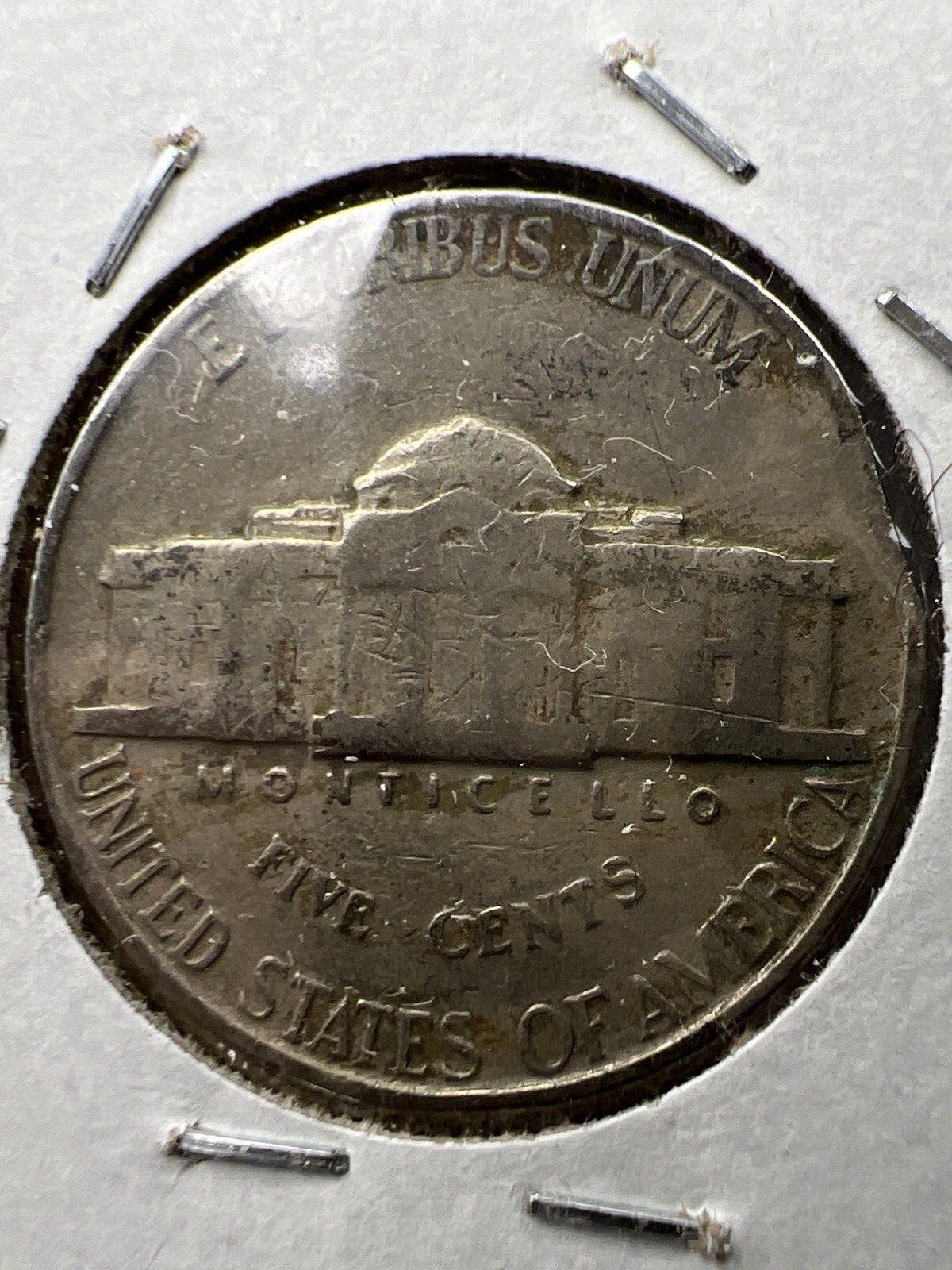 Lot of 2 Jefferson Nickels with Clipped Planchet Error 1942 & 1978 VF Circ
