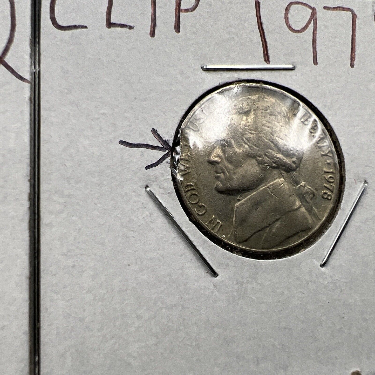 Lot of 2 Jefferson Nickels with Clipped Planchet Error 1942 & 1978 VF Circ