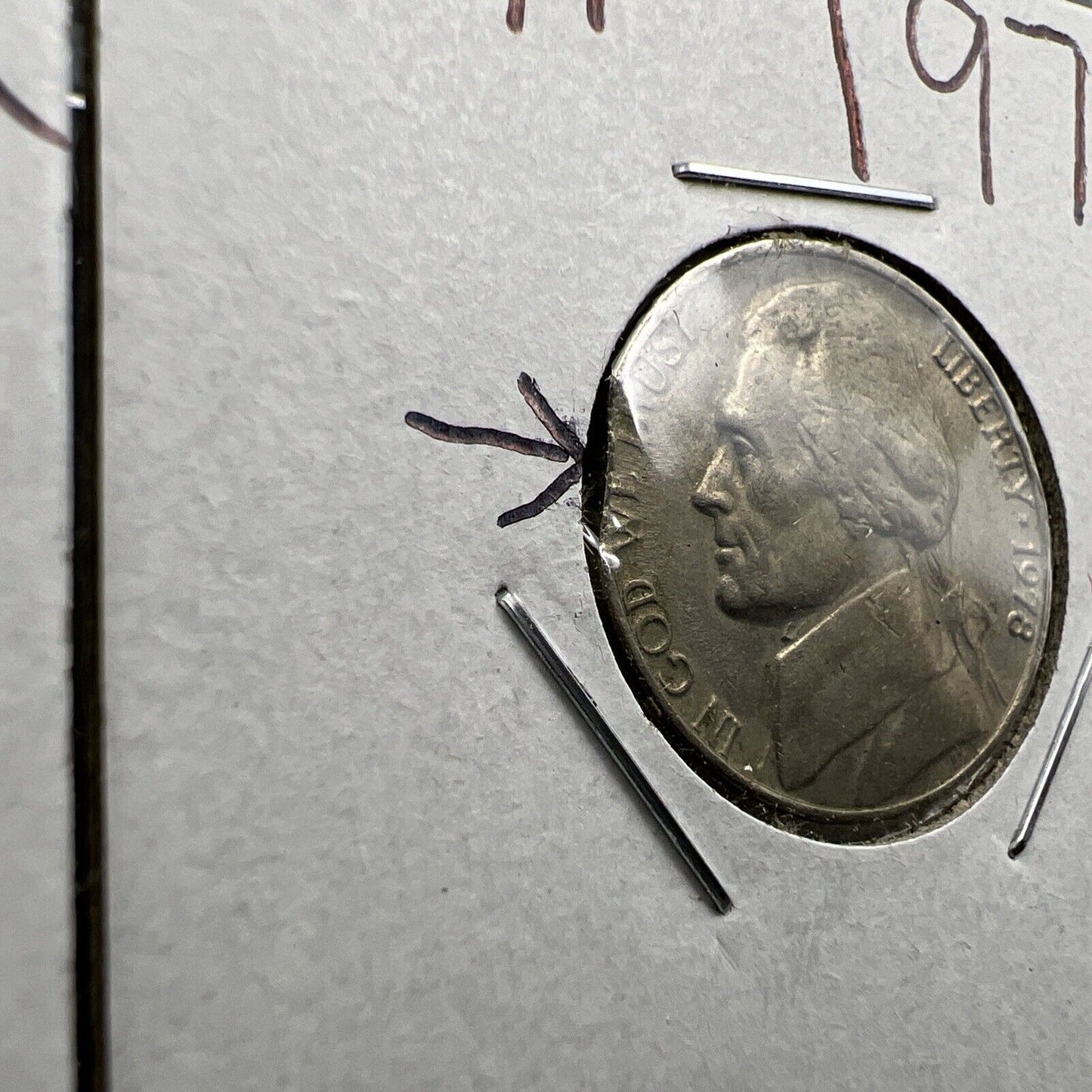 Lot of 2 Jefferson Nickels with Clipped Planchet Error 1942 & 1978 VF Circ