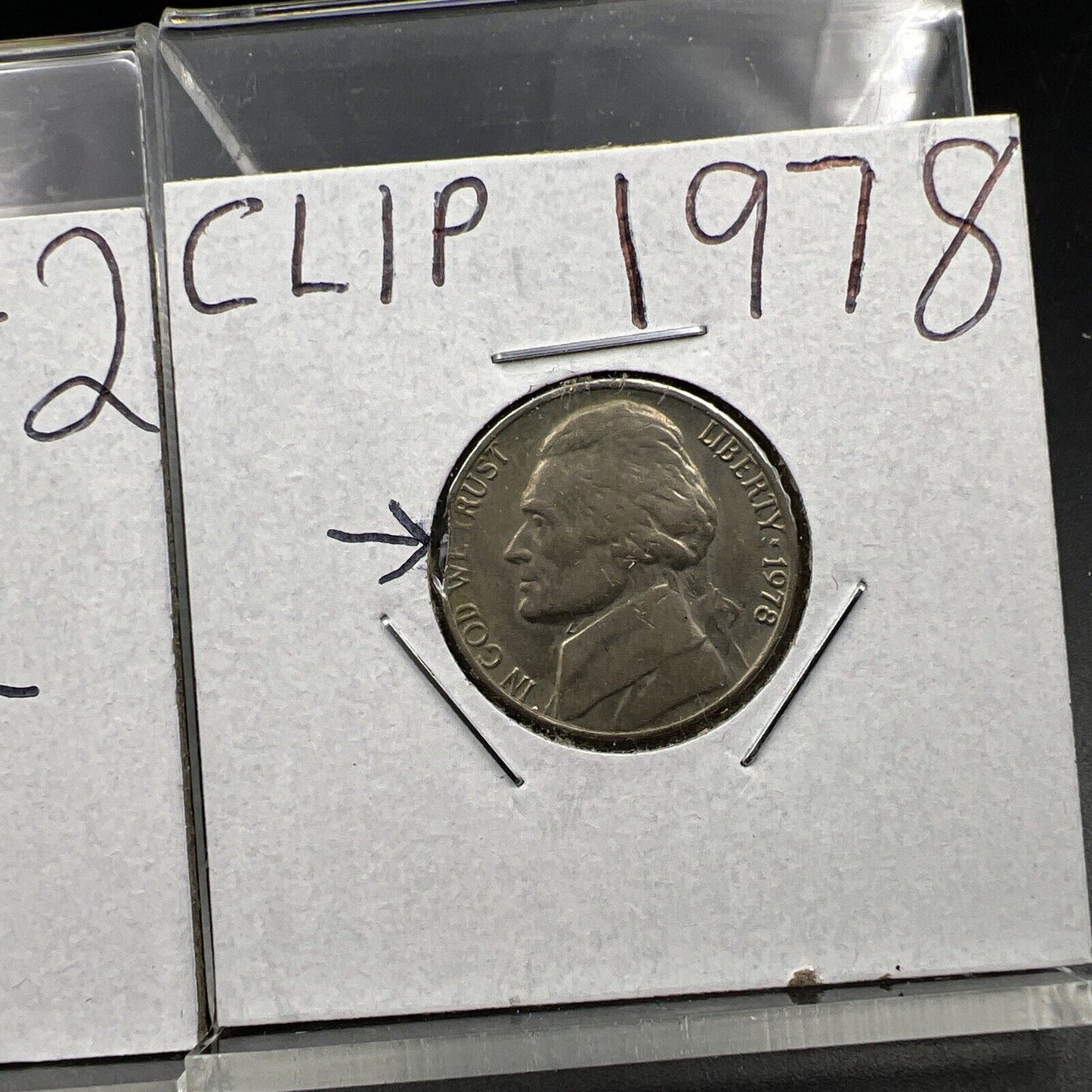 Lot of 2 Jefferson Nickels with Clipped Planchet Error 1942 & 1978 VF Circ