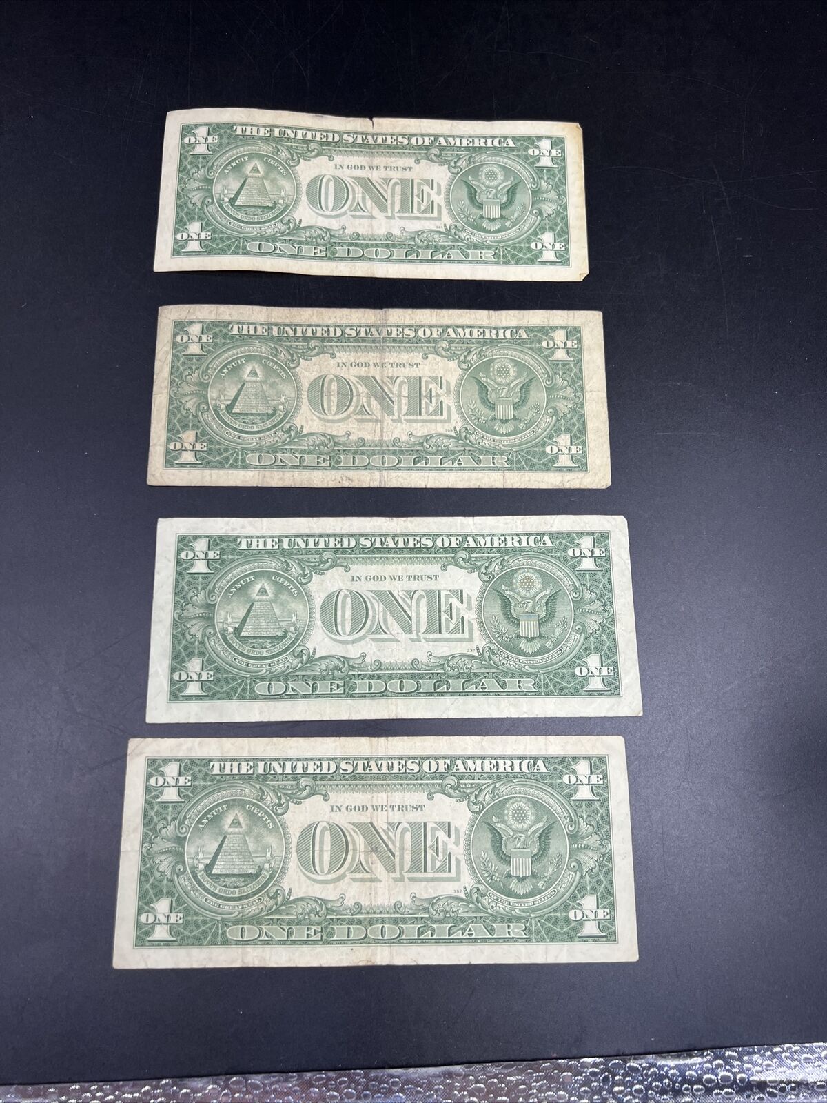 Lot of 4 1957 $1 One Dollar Blue Seal Silver Certificate Note Bills Circ #229