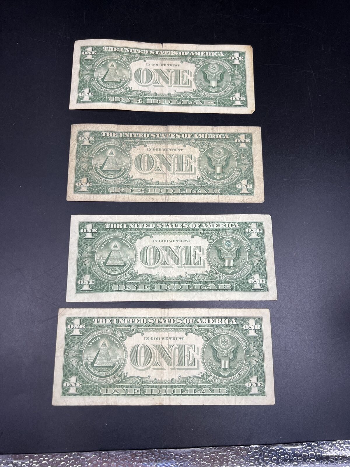 Lot of 4 1957 $1 One Dollar Blue Seal Silver Certificate Note Bills Circ #229
