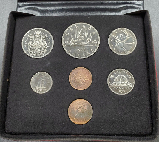 1972 Royal Canadian Mint 7 GEM BU UNC Coin Set Remembering Queen Elizabeth II #