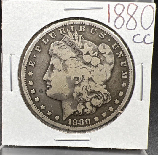 1880 CC $1 Morgan Silver Dollar Coin Choice Good Circ
