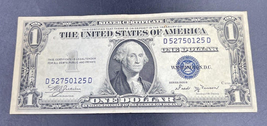 1935 B $1 One Dollar US Silver Certificate Blue Seal Currency Note XF EF Circ