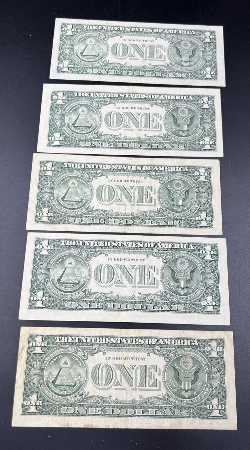 Lot of 5 1995 * Star $1 FRN Federal Reserve Notes Choice Circ Conditions #763