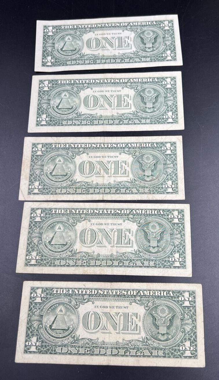 Lot of 5 1995 * Star $1 FRN Federal Reserve Notes Choice Circ Conditions #214