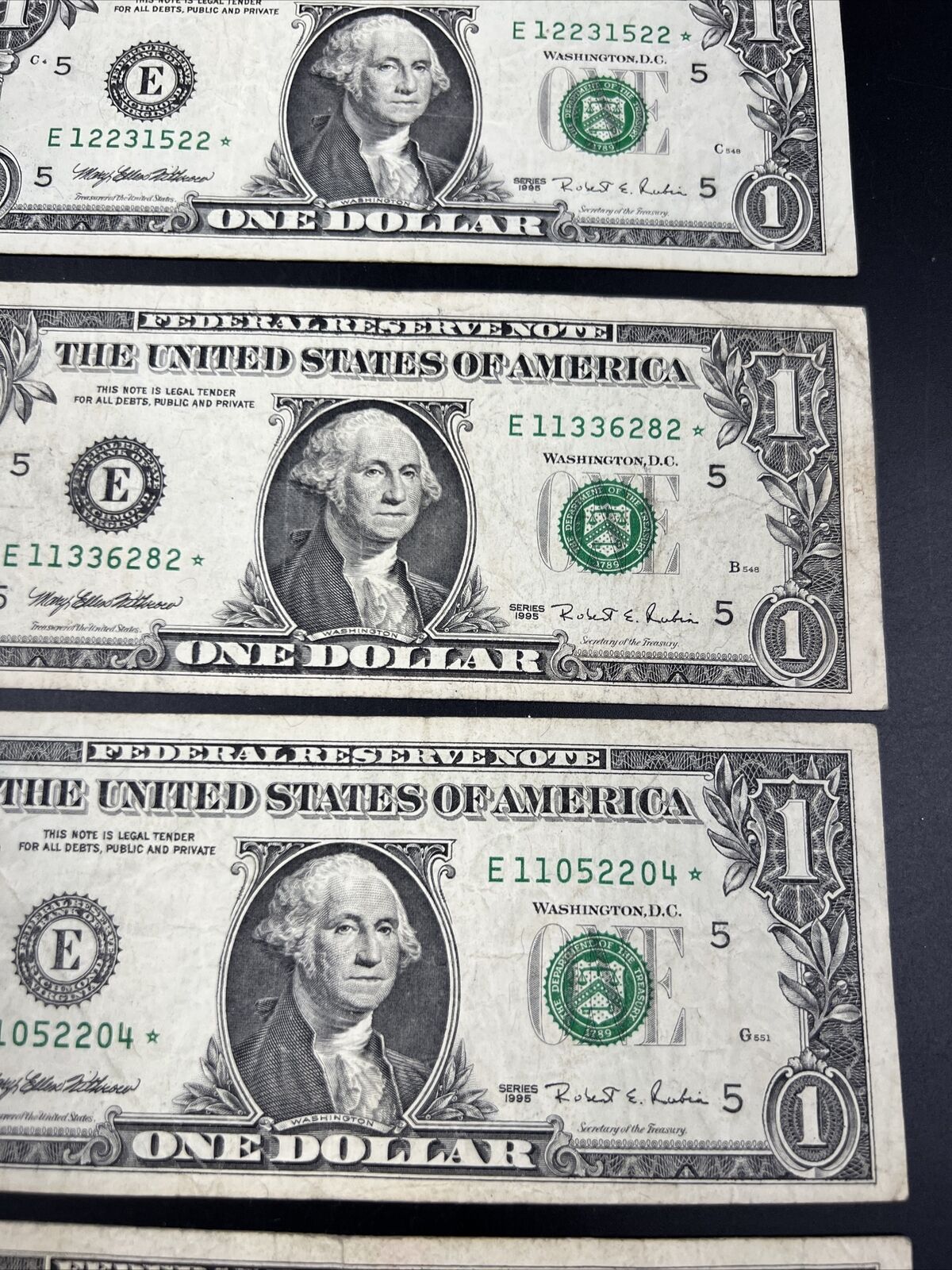 Lot of 5 1995 * Star $1 FRN Federal Reserve Notes Choice Circ Conditions #214