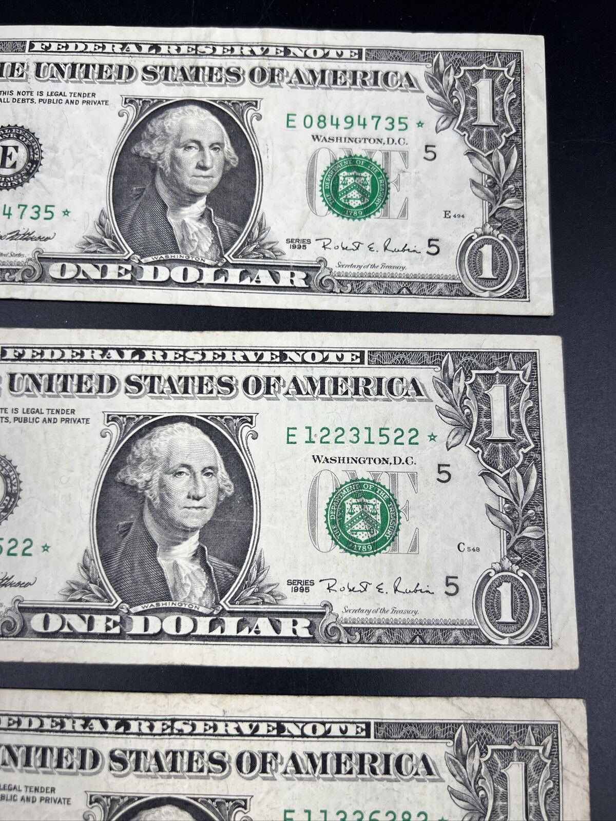 Lot of 5 1995 * Star $1 FRN Federal Reserve Notes Choice Circ Conditions #214