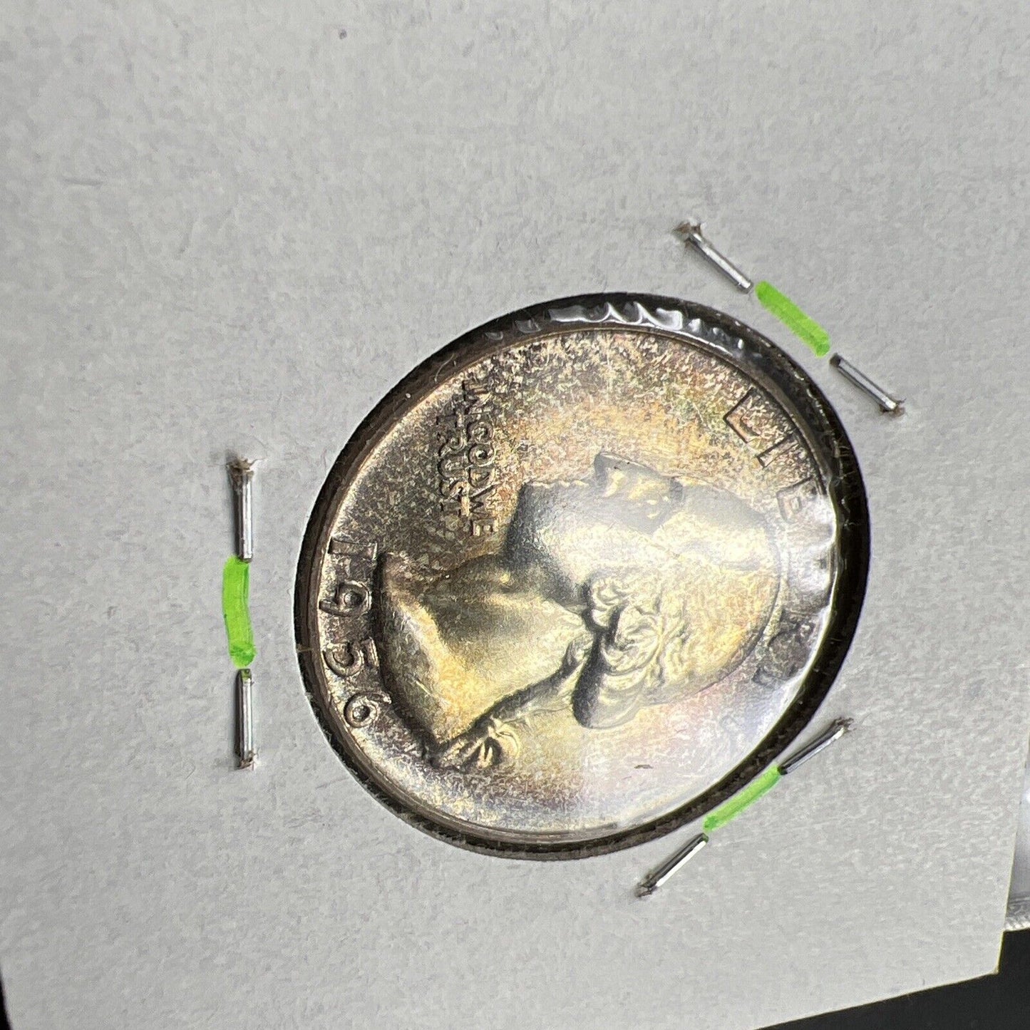 1956 P Washington 25c Silver Quarter Coin Gem BU UNC PQ Rainbow Toning Reverse