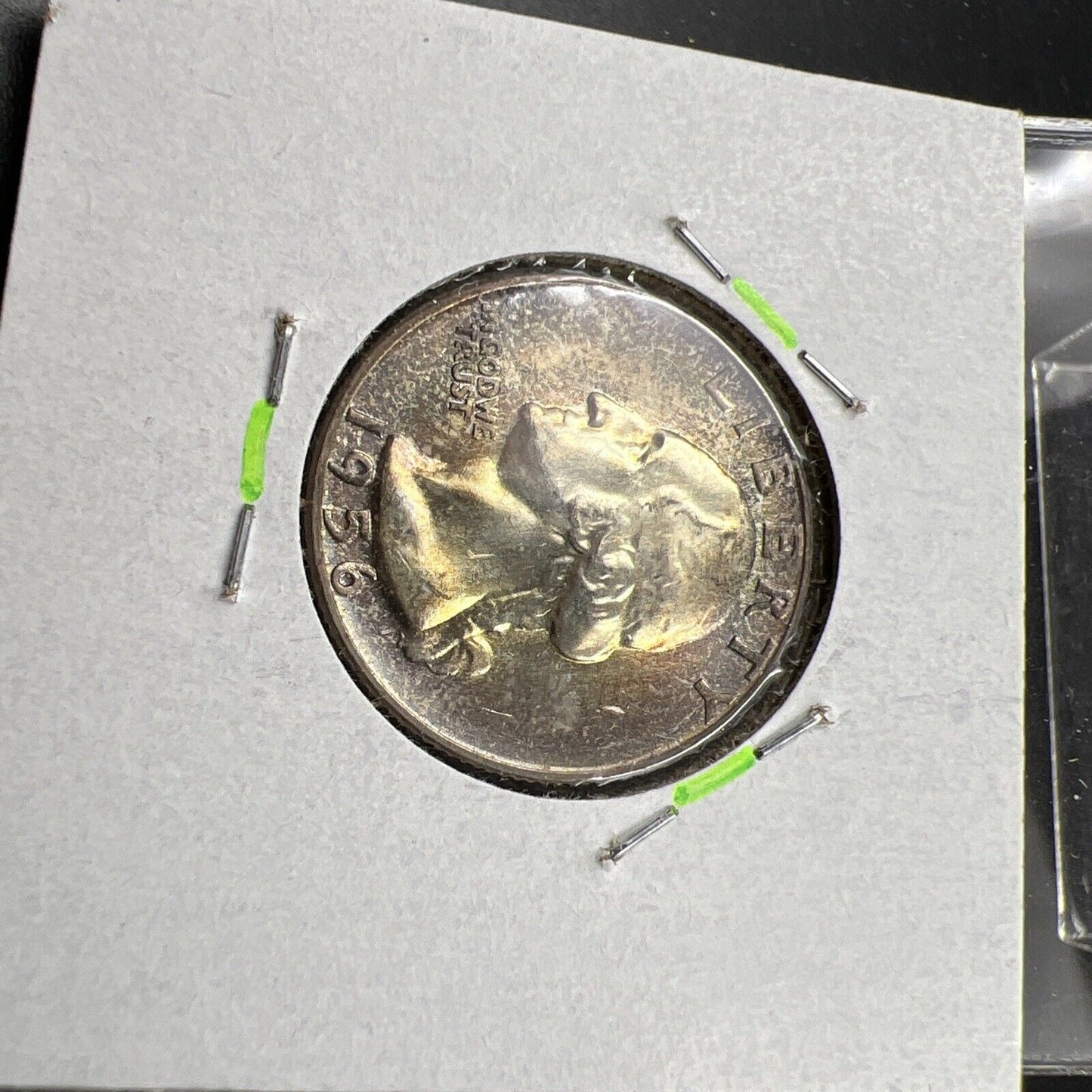 1956 P Washington 25c Silver Quarter Coin Gem BU UNC PQ Rainbow Toning Reverse