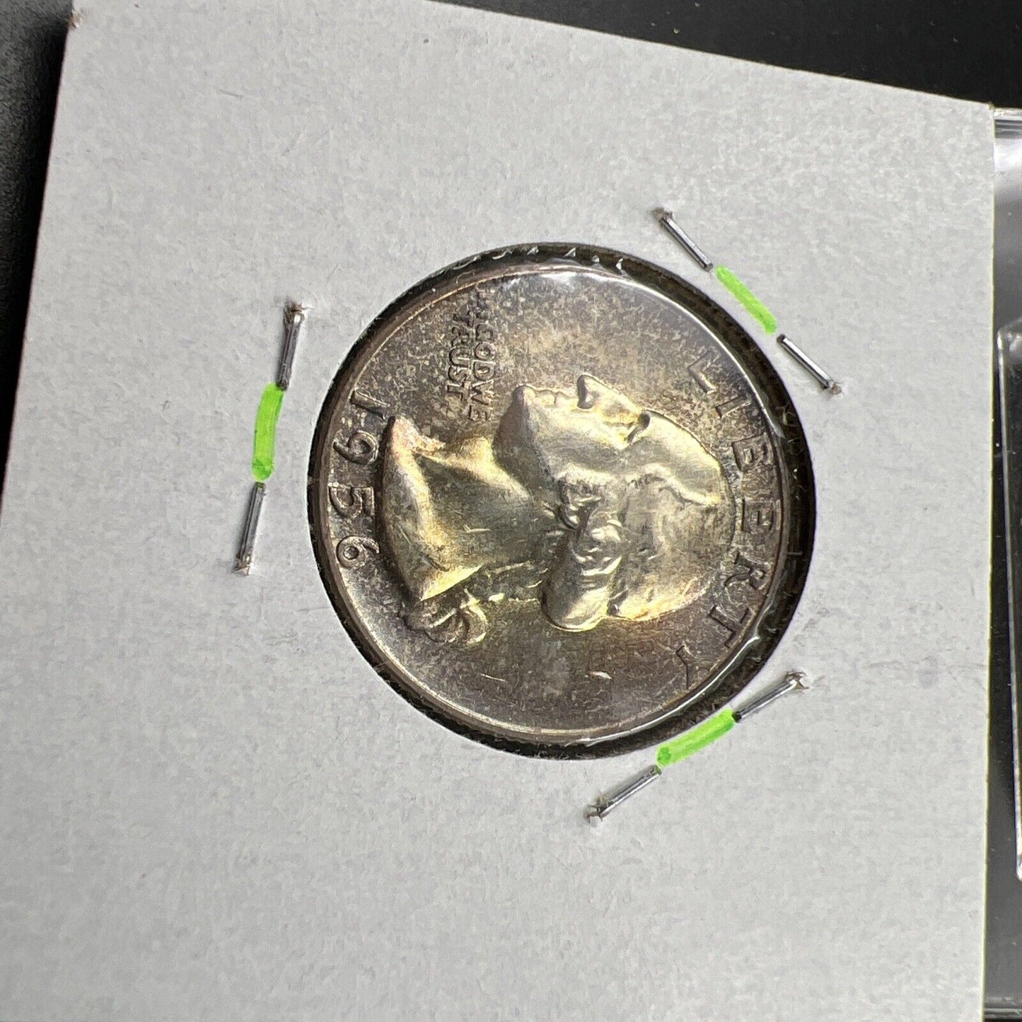 1956 P Washington 25c Silver Quarter Coin Gem BU UNC PQ Rainbow Toning Reverse