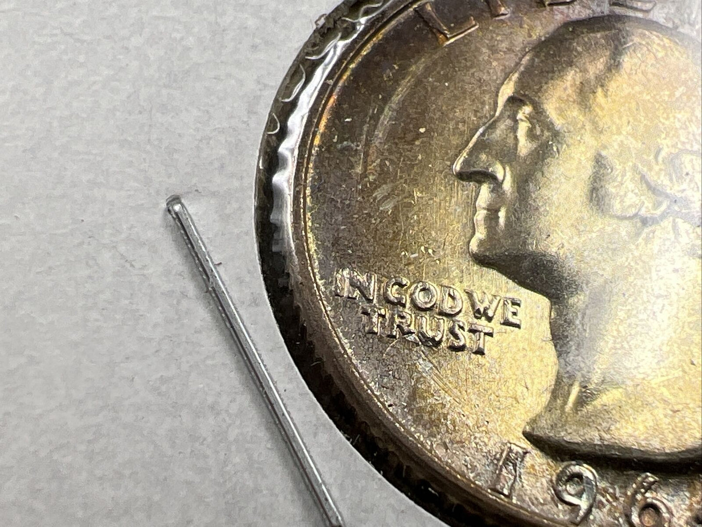 1964 P Washington Quarter Coin Original Purple Toning UNC Details Wheelmark